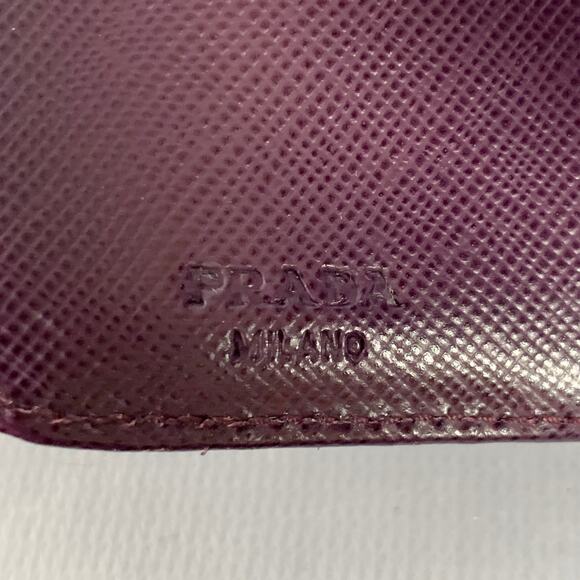 PRADA Purple Saffiano Leather Zip Wallet - Picture 6 of 7